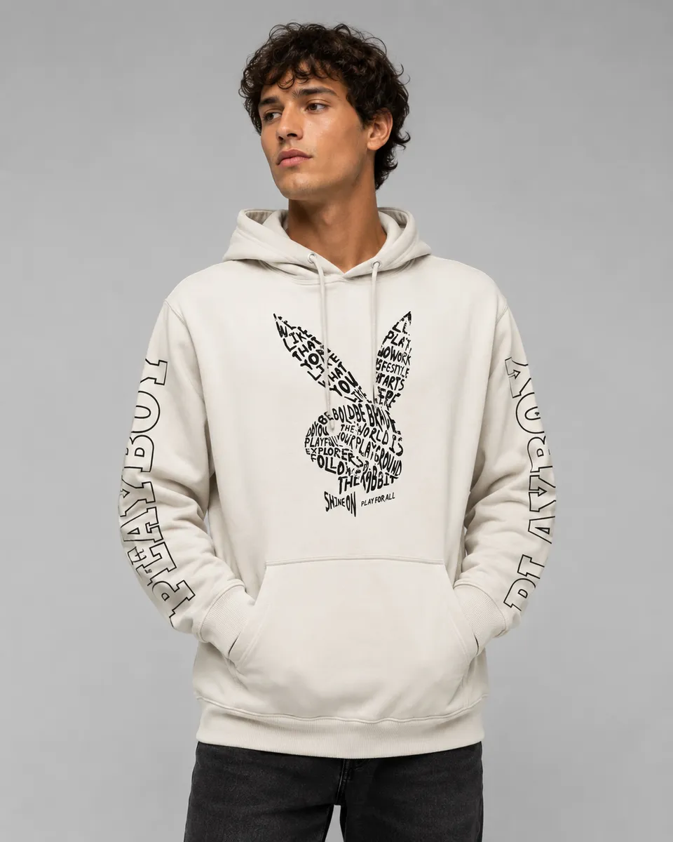 Playboy Script Bunny felpa con cappuccio nera