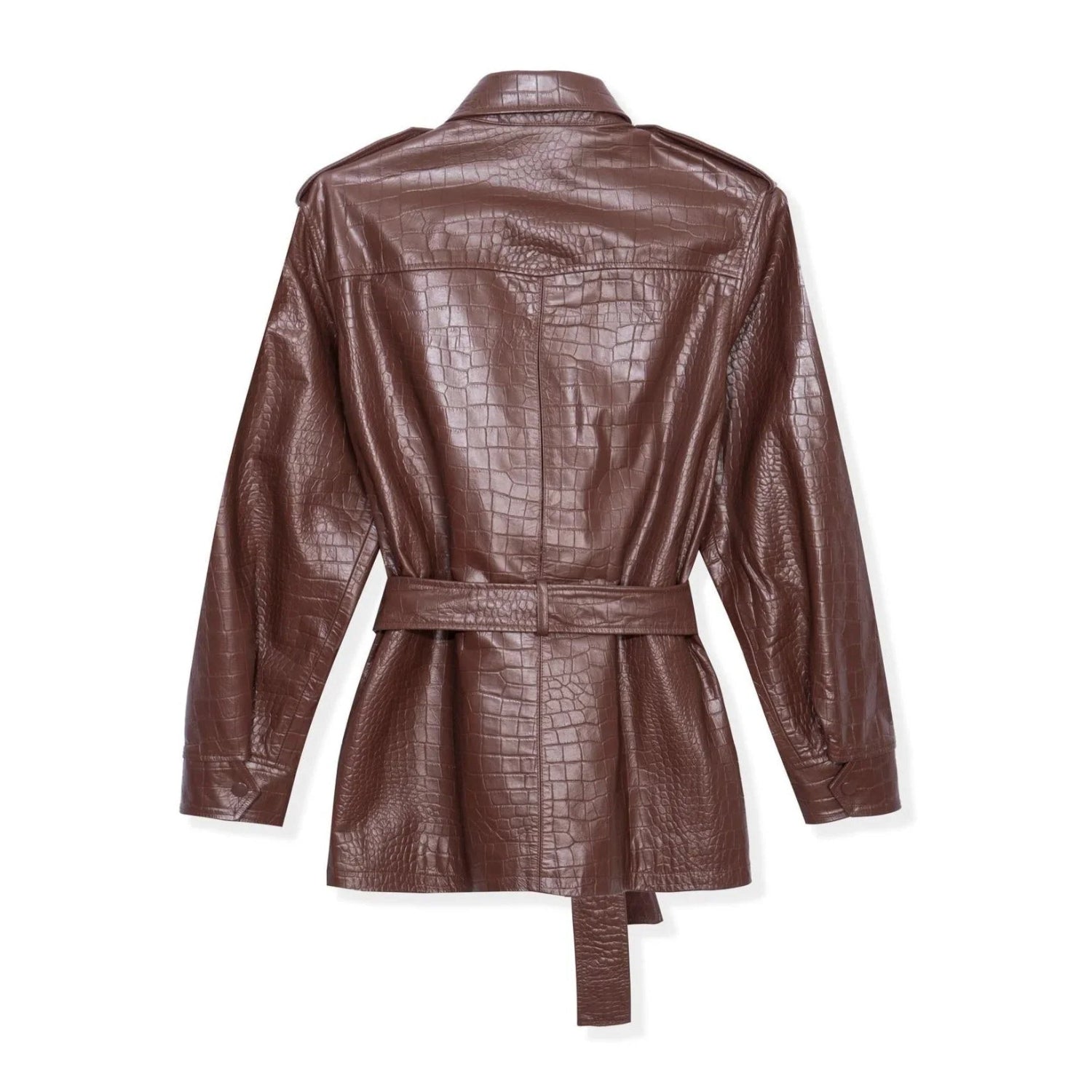 Playboy Safari Giacca Pelle Cioccolato Effetto Coccodrillo