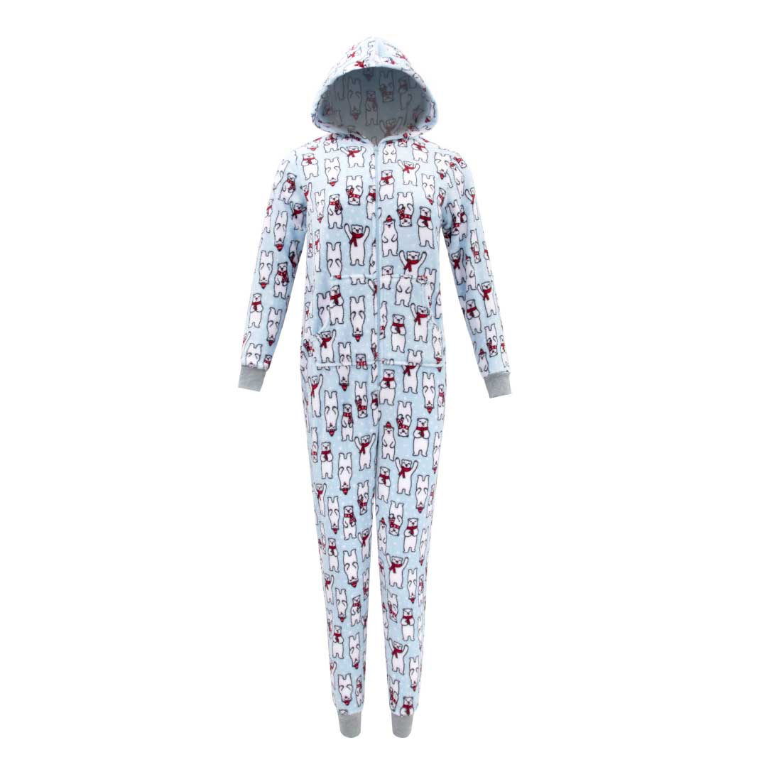 René Rofé Hooded Plush tuta pigiama pile grigia gatti S