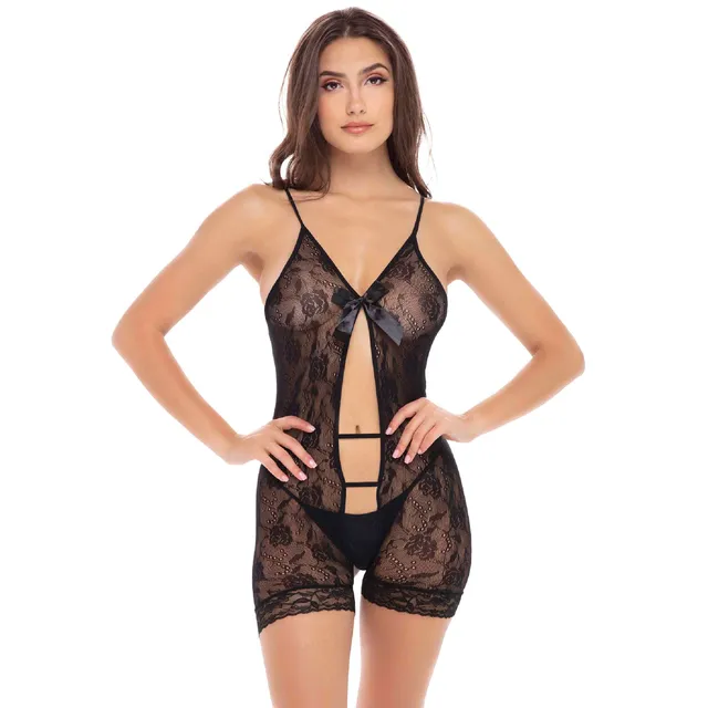 René Rofé After Party bodysuit pizzo nero taglia unica