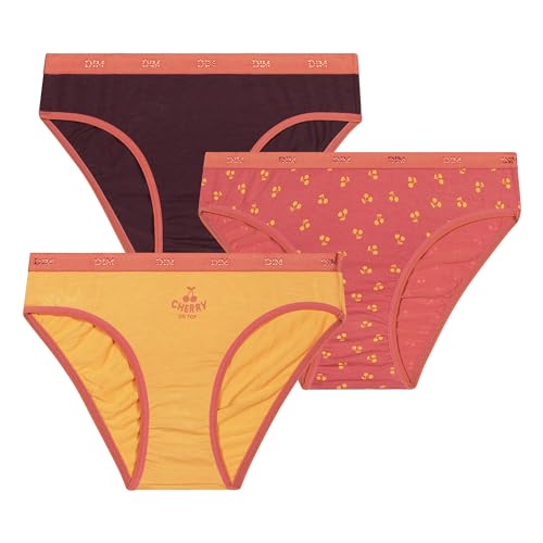 DIM Les Pockets Slip Bambina 10 Anni Marrone x3 Cotone