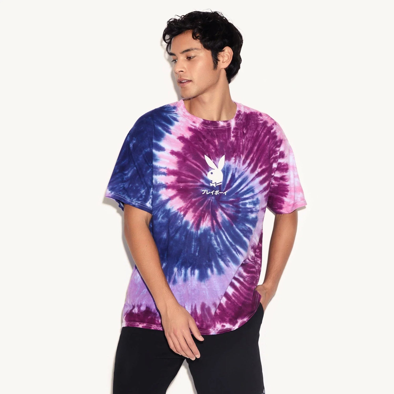 Playboy Ace of Spades T-Shirt tie-dye viola cotone