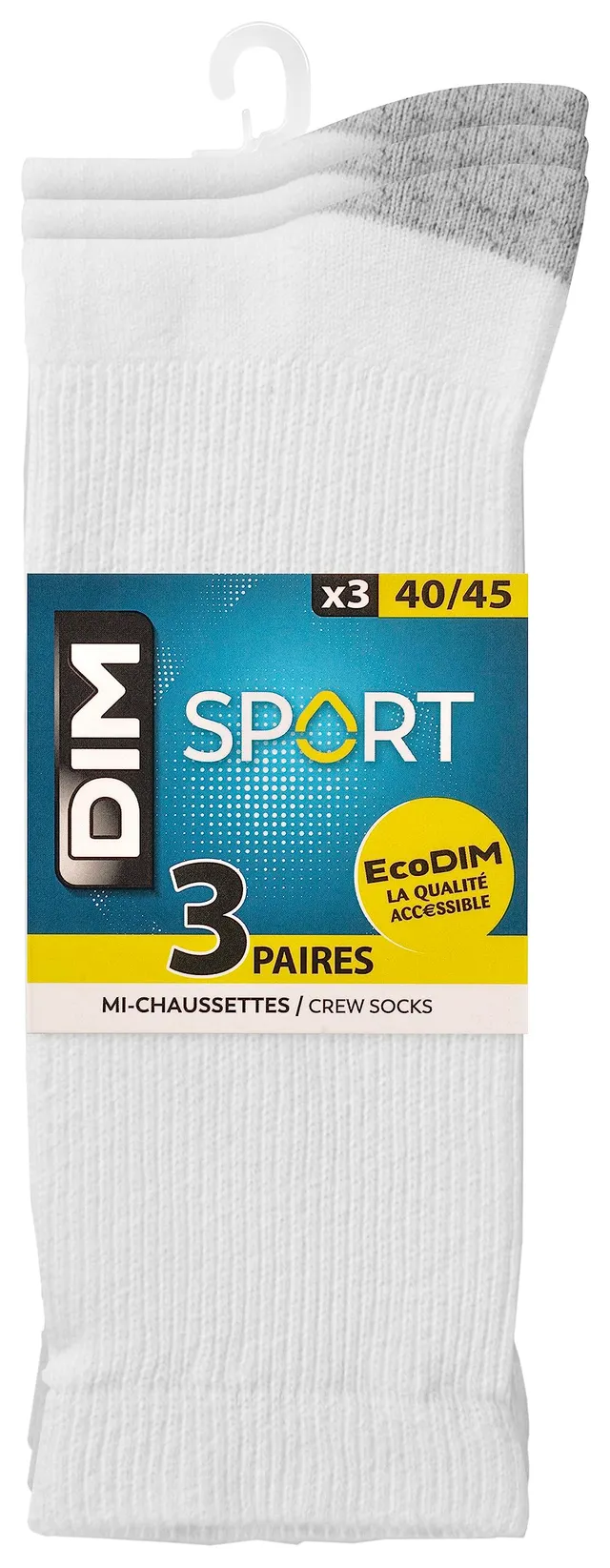DIM Ecodim Sport Anti Urto calze uomo bianche x3 40-45