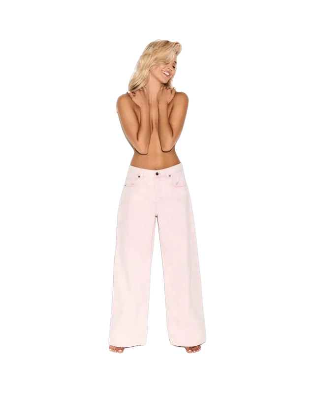 Playboy Low Rise Skater jeans denim rosa vita bassa