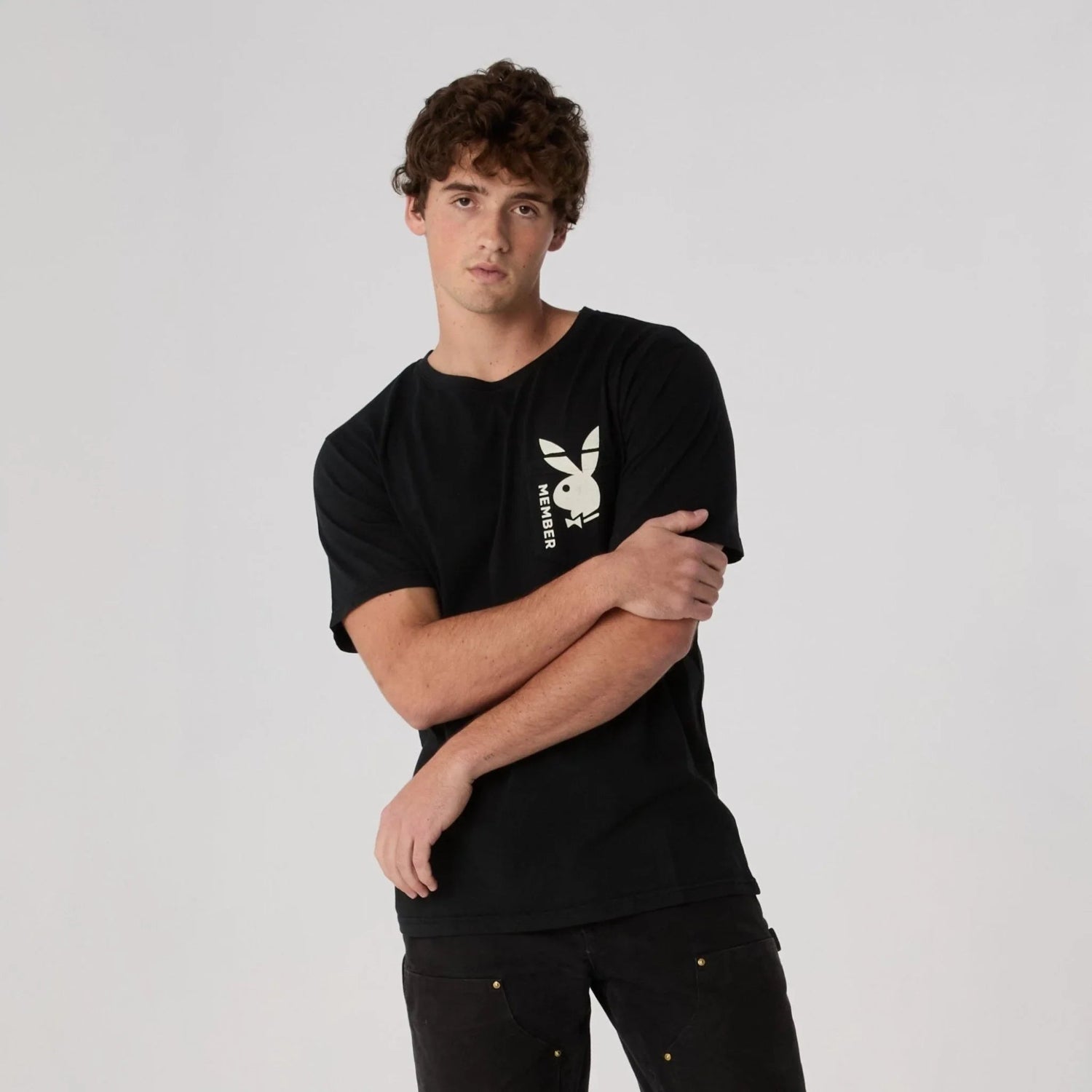 Playboy Bunny Member Pocket Tee t-shirt nera M in cotone