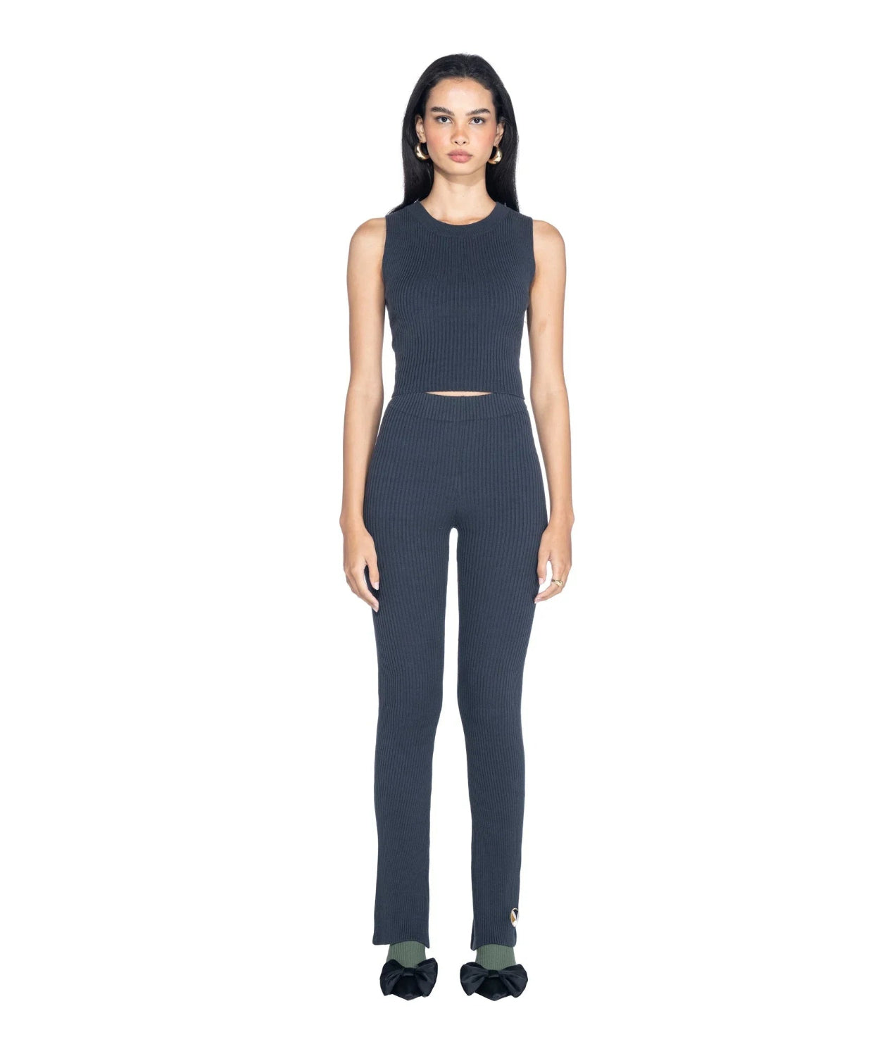 Playboy Cropped Ribbed canotta cropped nera in costina