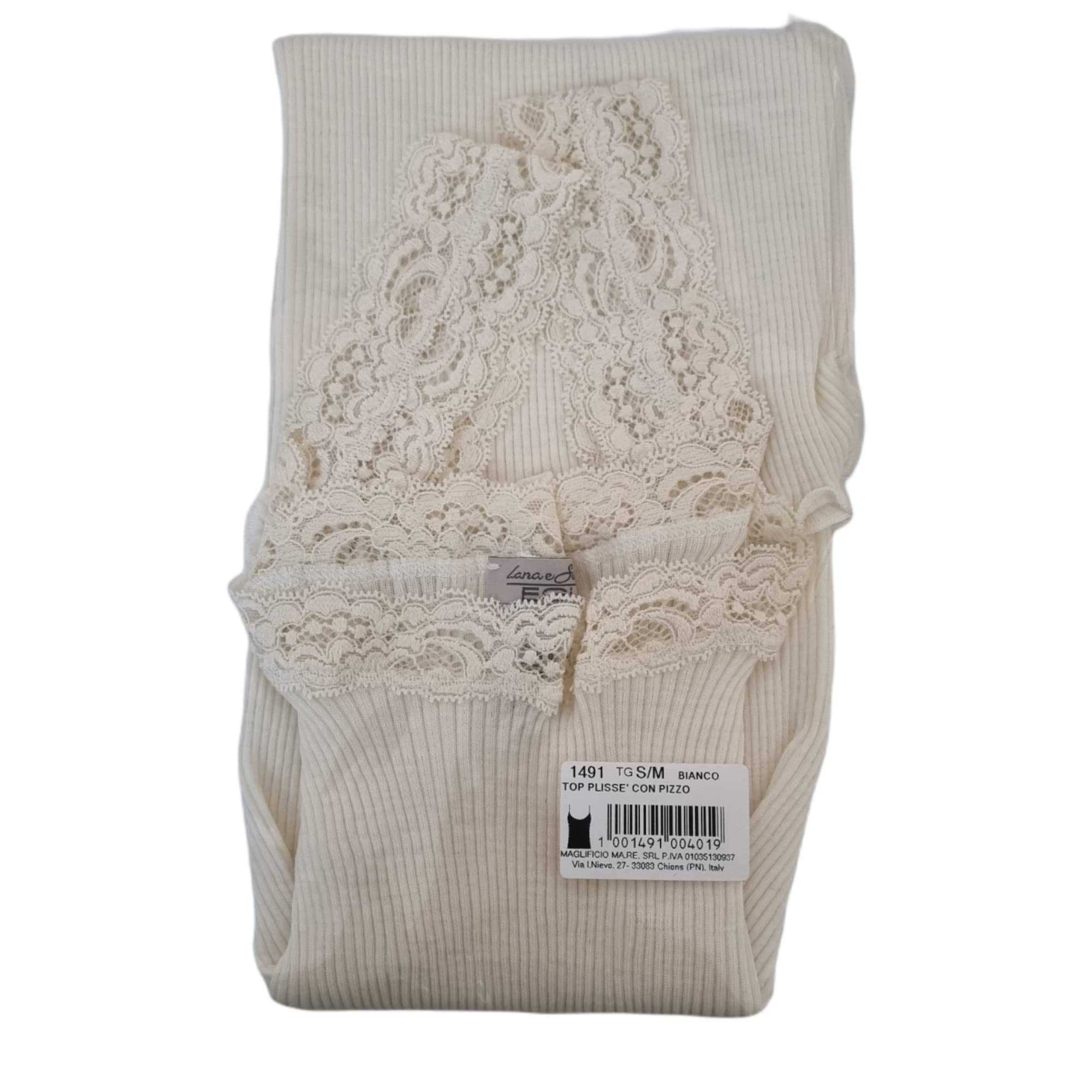 Egi 1491 Spalla Stretta canottiera bianco S lana e seta