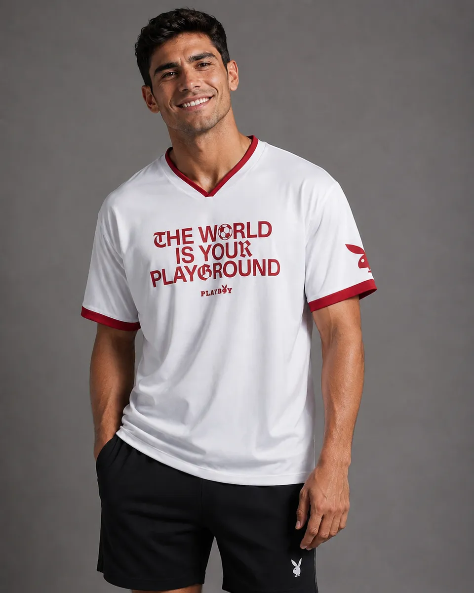 Playboy maglia calcio unisex bianca poliestere play