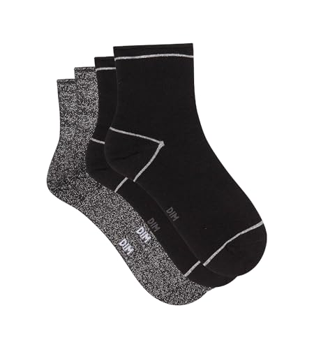 DIM Calze Lurex Donna x2 nere filo lamé argento