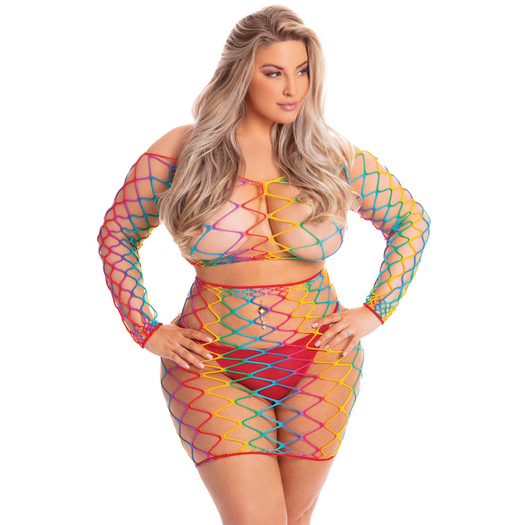 René Rofé Pot of Gold 2-Piece Skirt Set completino rainbow