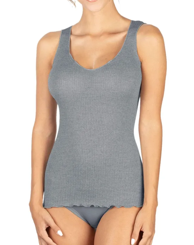Egi Spallina Larga canotta donna S/M grigio lana seta