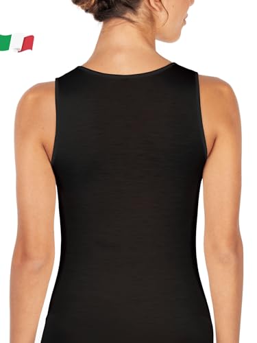 EGI 141 canotta donna spalla larga bianca lana seta