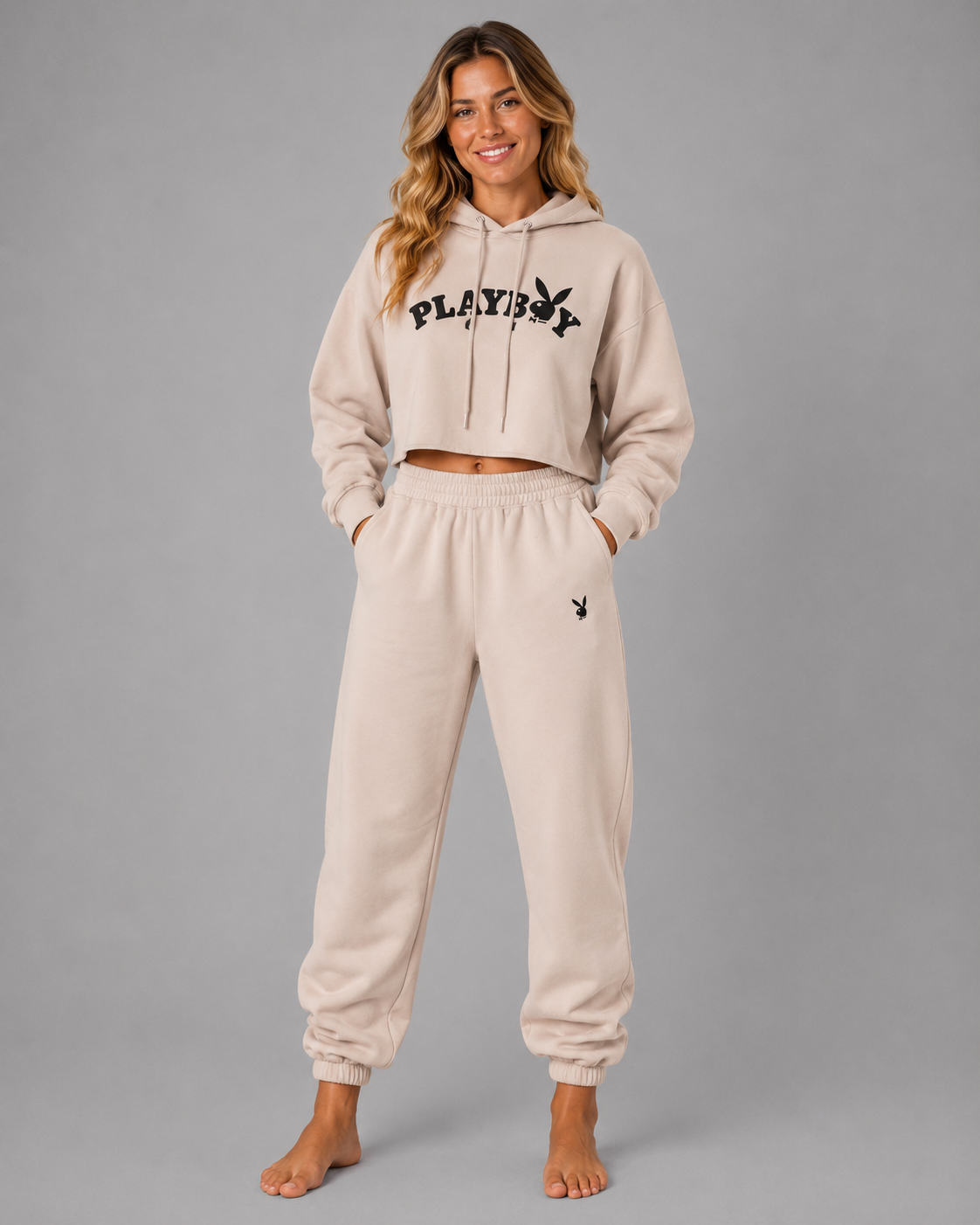Playboy Logo Cropped Set tuta donna bianca cotone