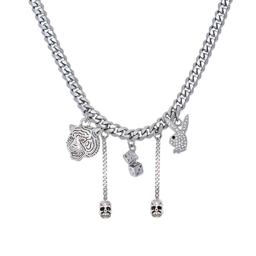 Playboy x Dalmata Charm Choker collana acciaio girocollo