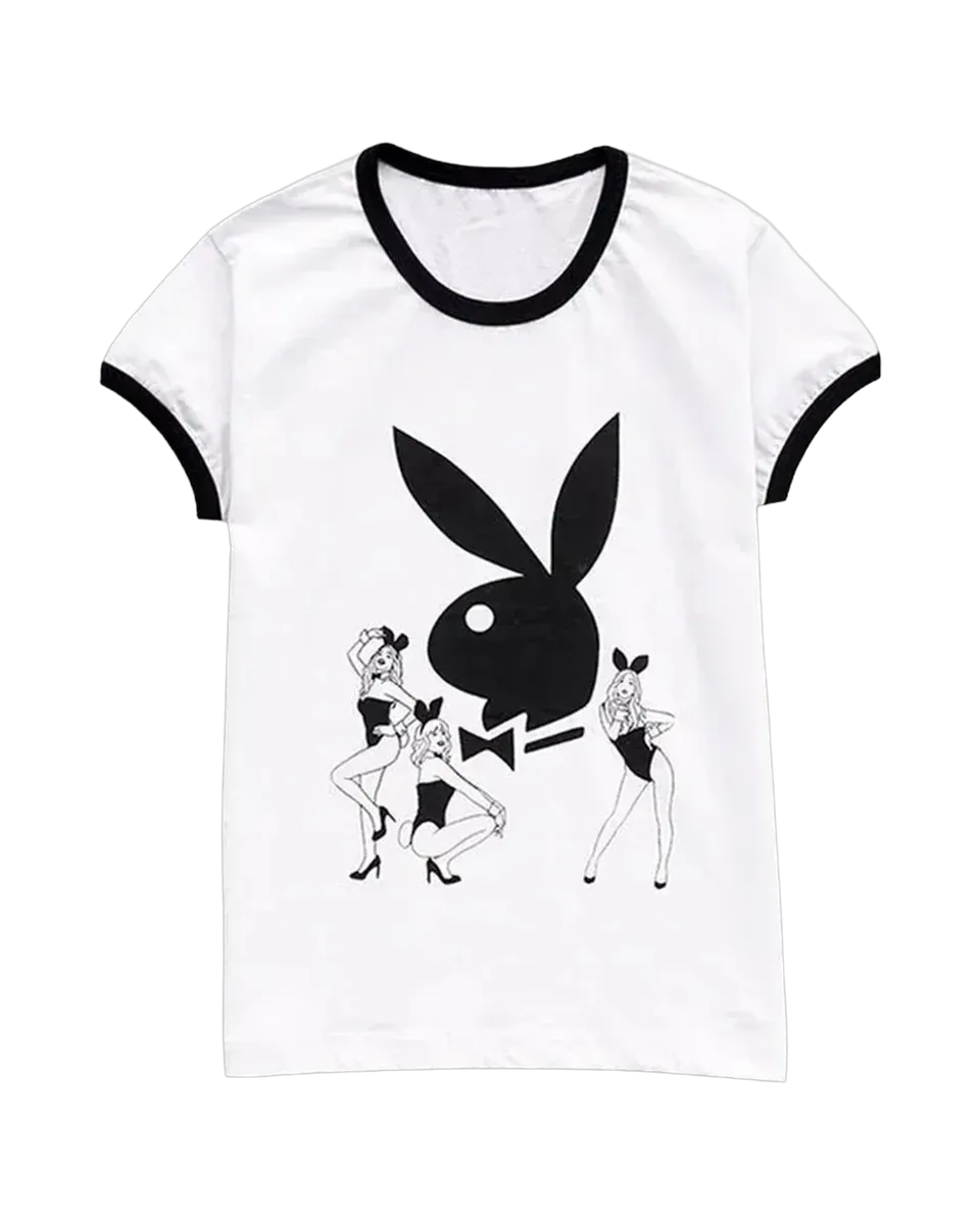 Playboy Bunny Icon baby ringer t-shirt bianca cotone