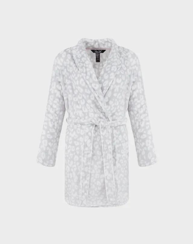 René Rofé vestaglia pile 91 cm leopardata grigia