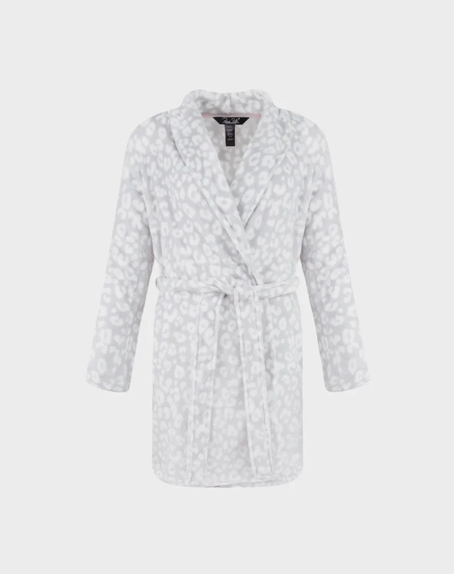 René Rofé vestaglia pile 91 cm leopardata grigia