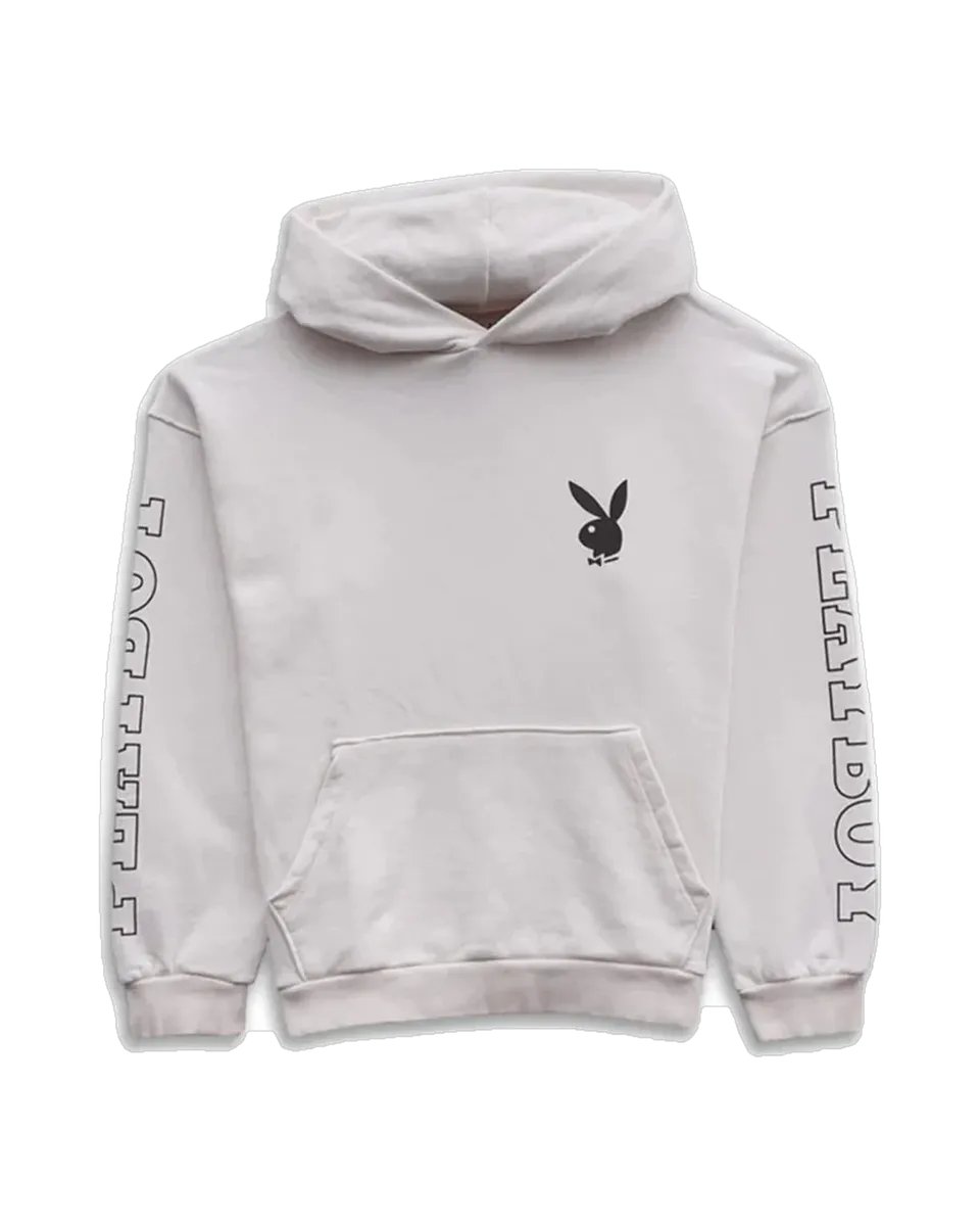Playboy Wild West felpa cappuccio unisex bianca cotone