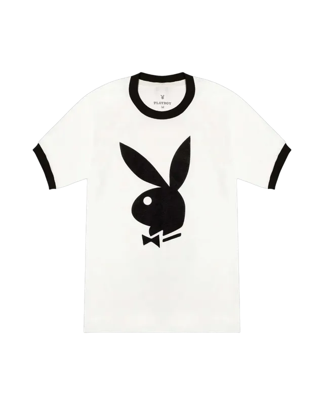 Playboy Classic Ringer maglietta bianca in cotone