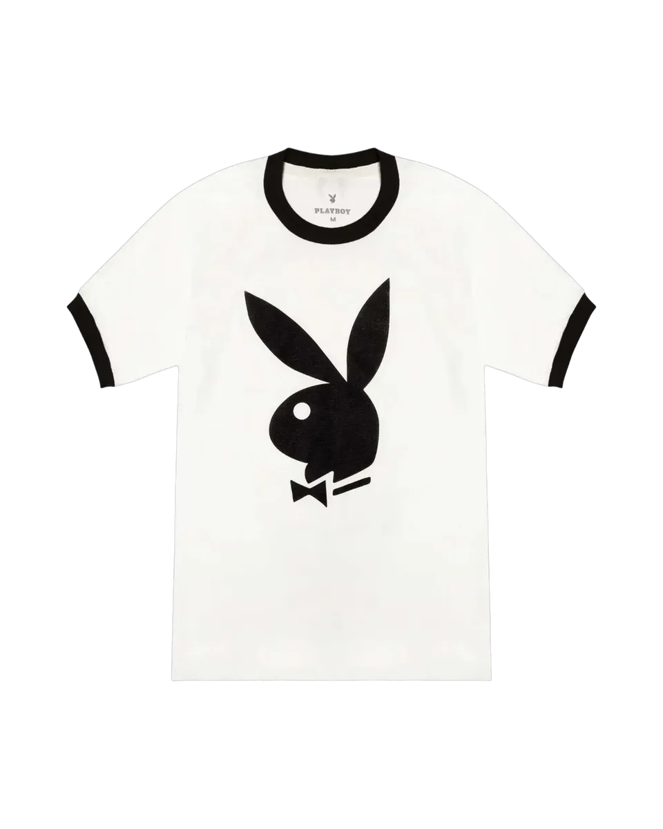 Playboy Classic Ringer maglietta bianca in cotone