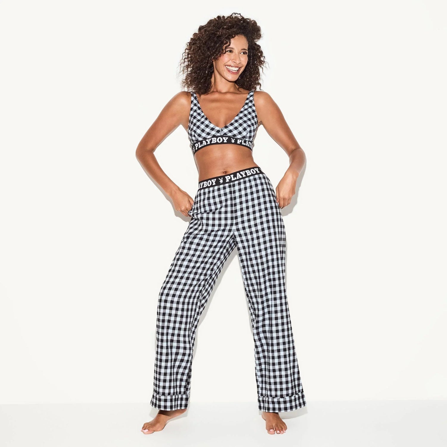 Playboy Flannel Sleep pantalone pigiama blu quadri