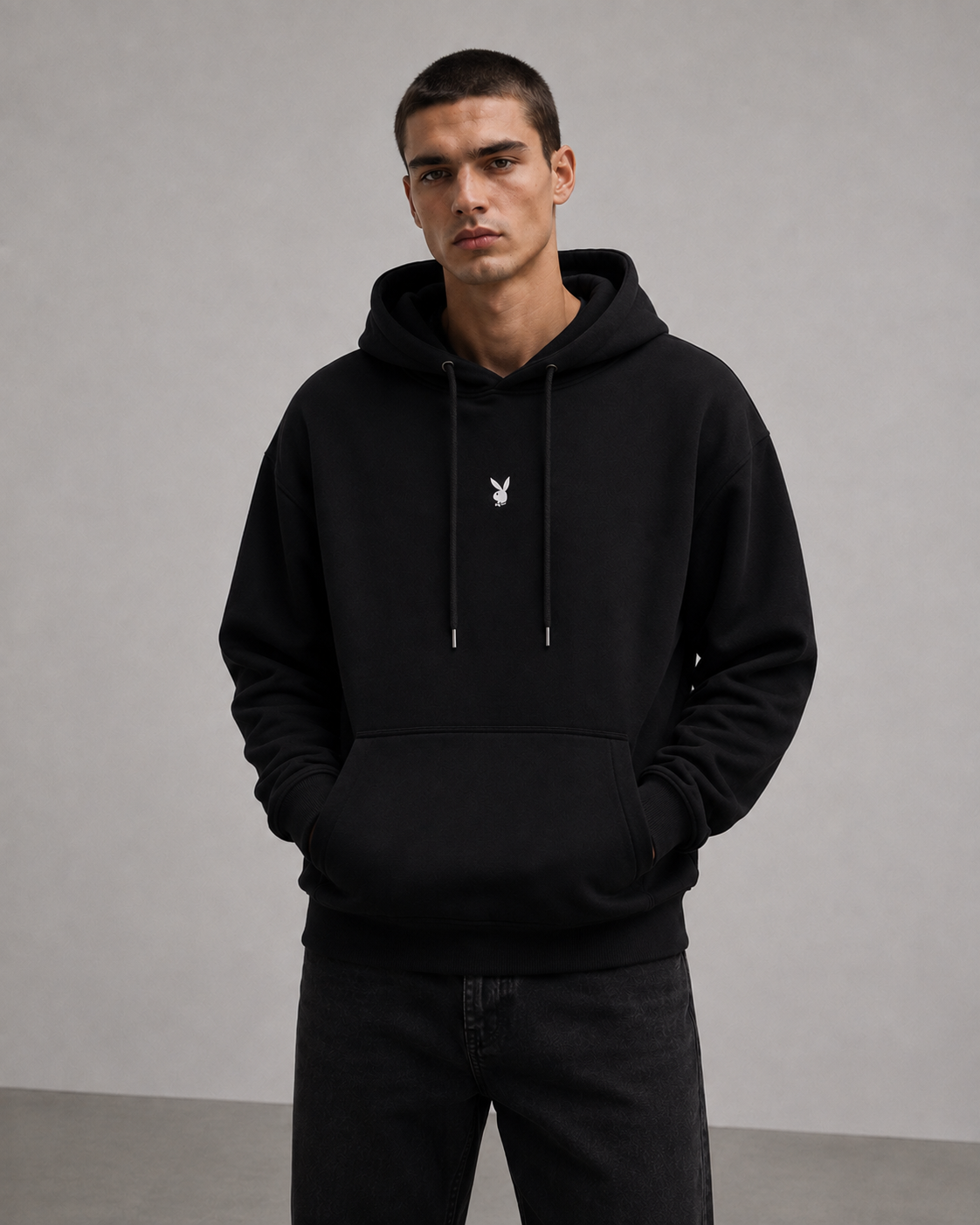 Playboy Bunny Hoodie felpa cappuccio grigia