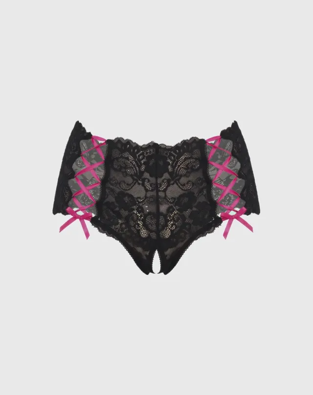 René Rofé Escape Artist slip aperto pizzo nero S/M