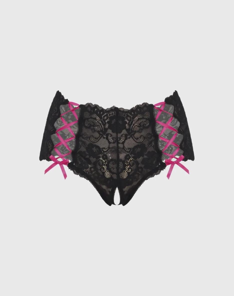 René Rofé Escape Artist slip aperto pizzo nero S/M