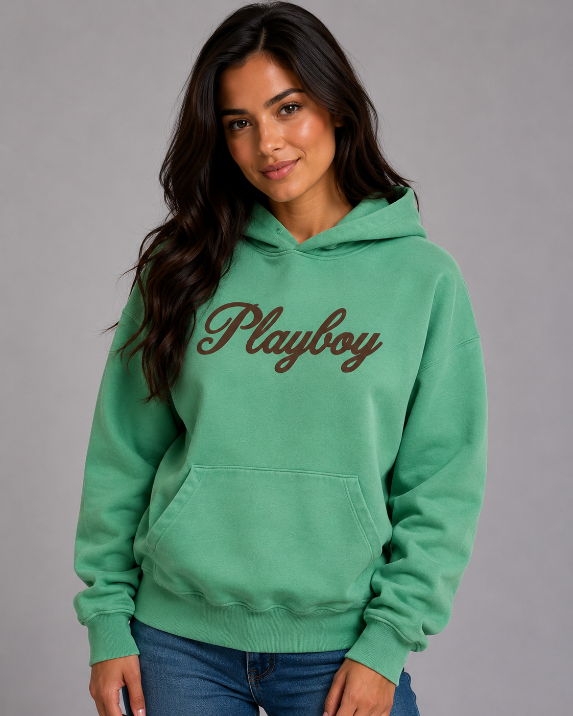 Playboy Retro 53 Hoodie felpa verde pile vintage