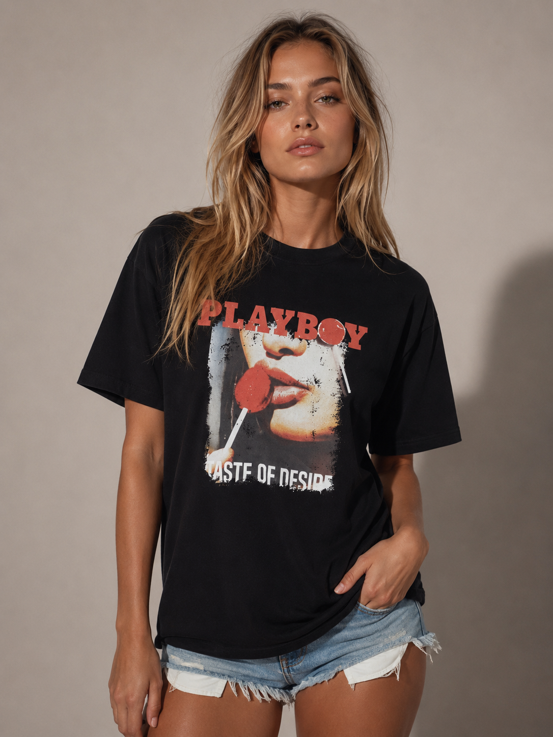 Playboy Lollipop Tee t-shirt unisex cotone nera