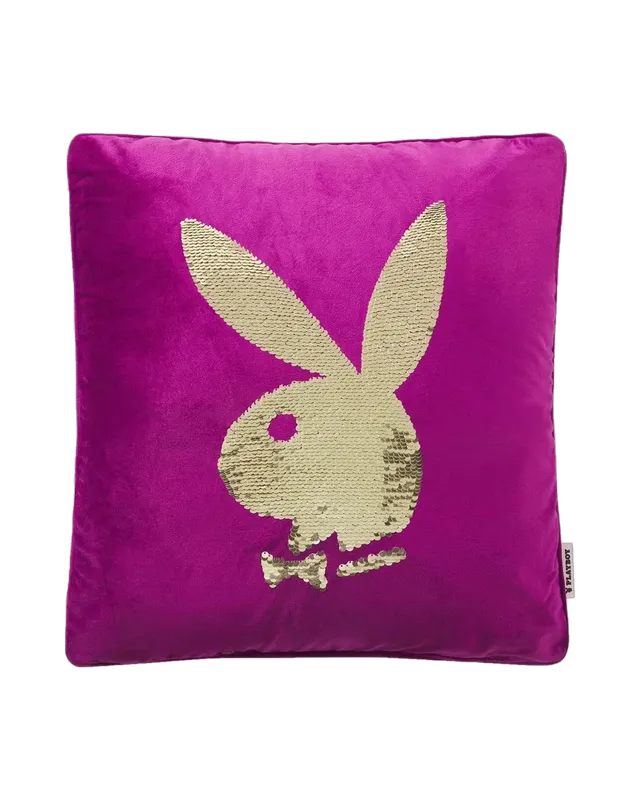 Playboy Rabbit Head cuscino paillettes viola 40x40