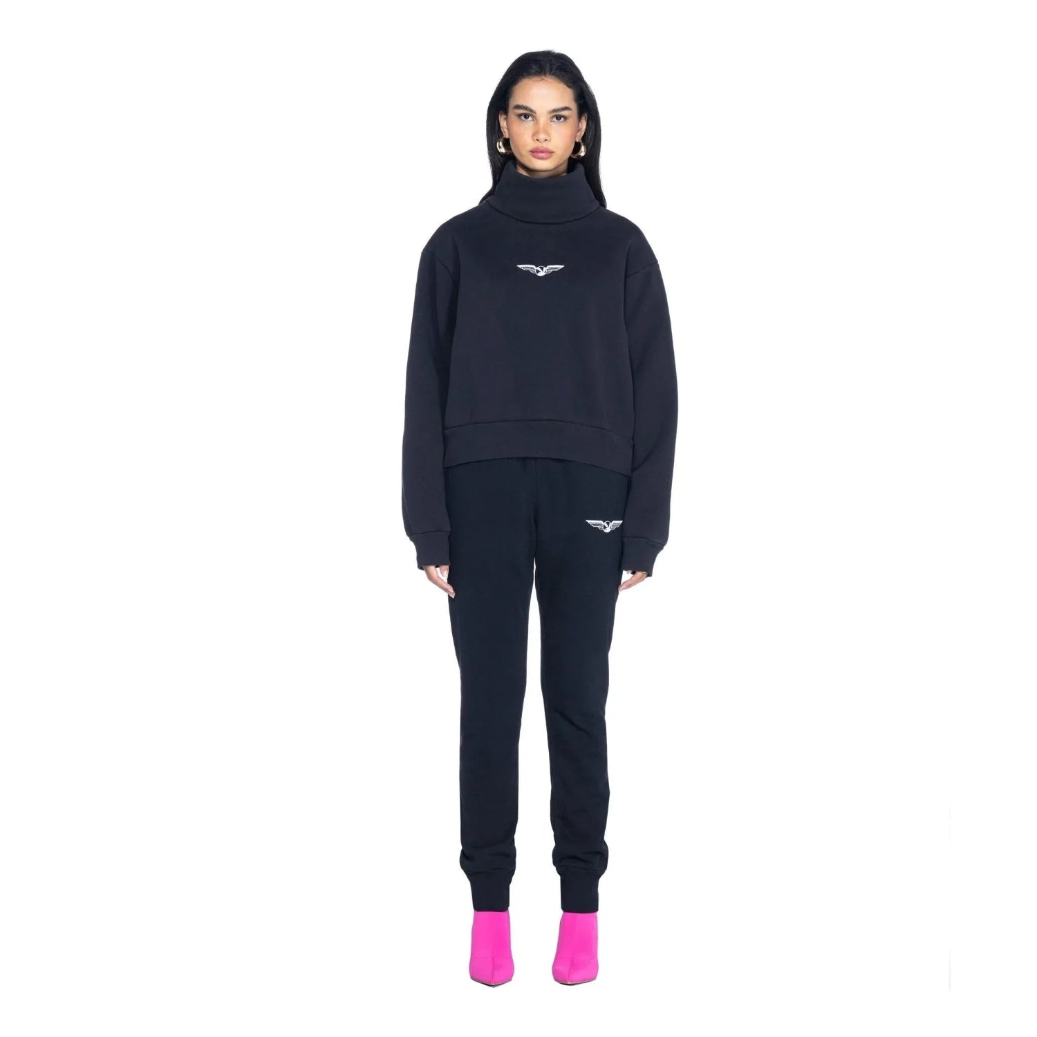 Playboy Aviation Wings Felpa cropped collo alto cotone