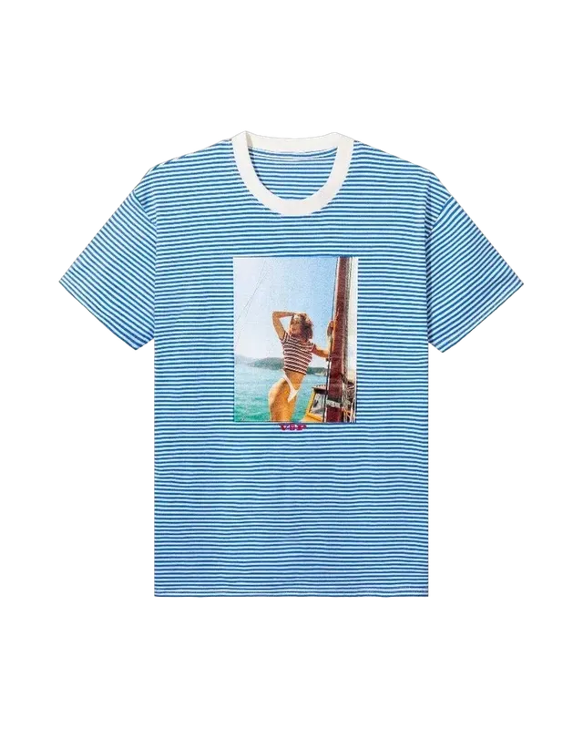 Playboy Striped VIP Club t-shirt blu cotone a righe