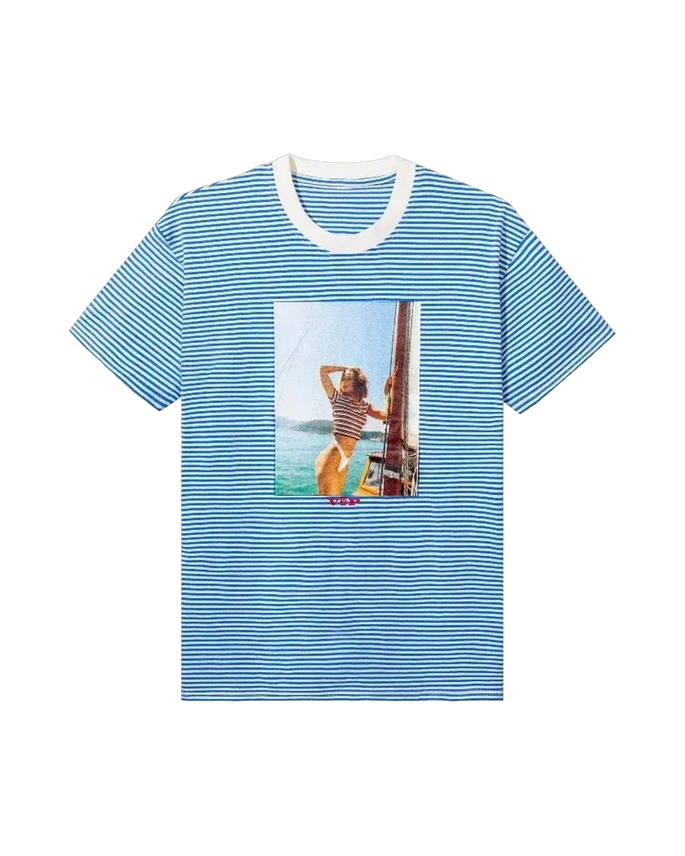 Playboy Striped VIP Club t-shirt blu cotone a righe