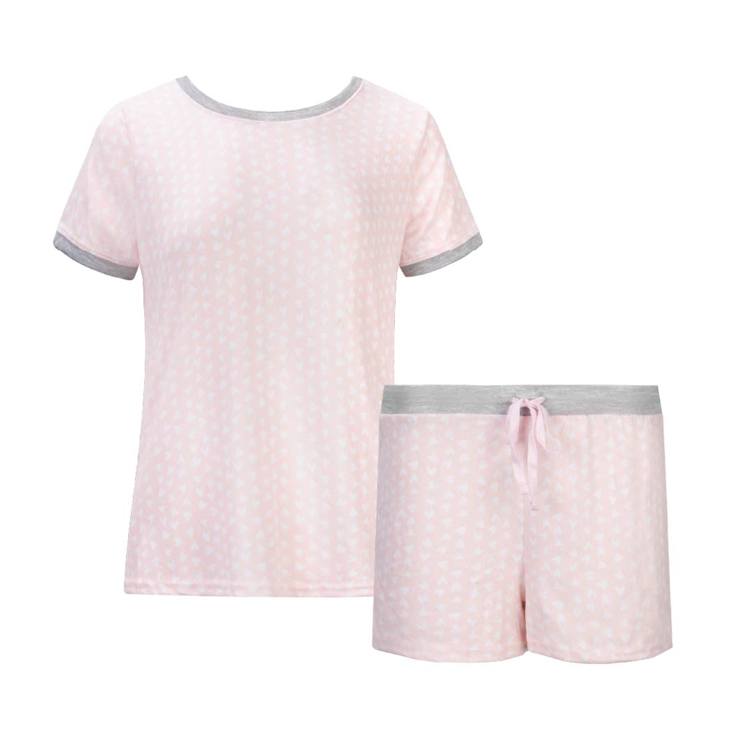 René Rofé Hacci Shorts Set pigiama corto 2 pezzi cuori caffè