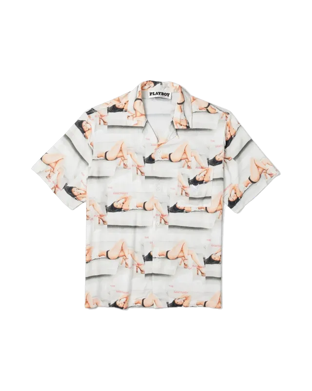 Playboy Sanctuary camicia uomo bianca cotone fantasia