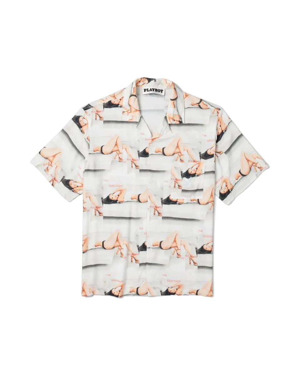 Playboy Sanctuary camicia uomo bianca cotone fantasia