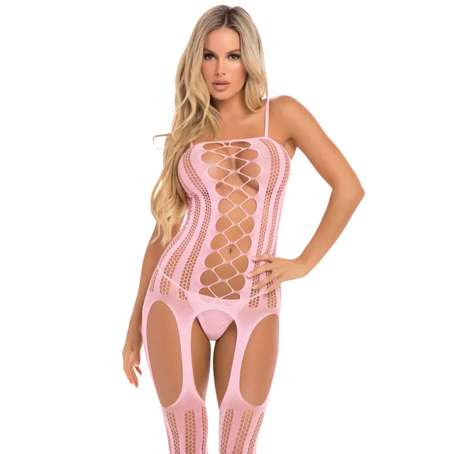 René Rofé Fake News bodystocking con giarrettiera integrata