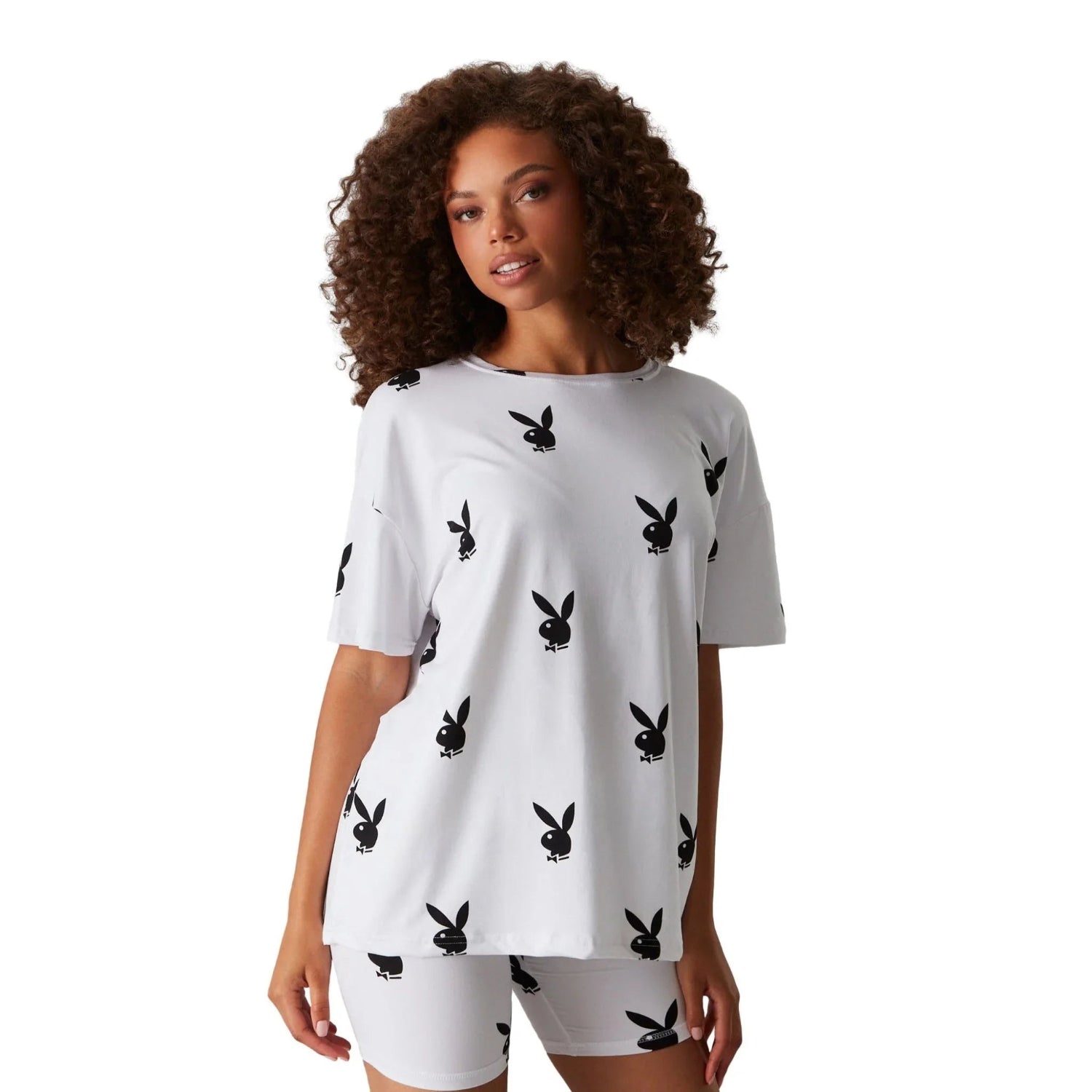 Playboy All Over Bunny t-shirt bianca baggy