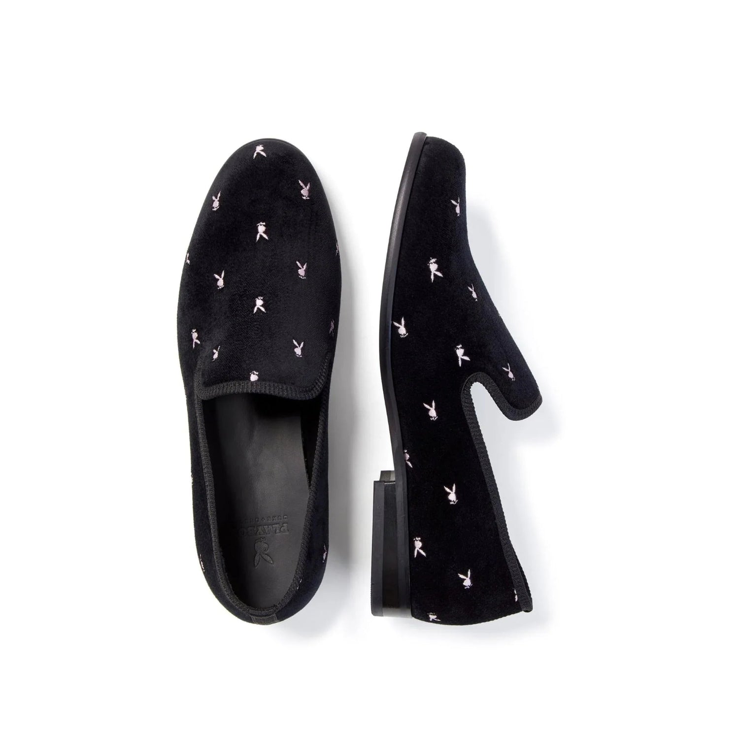 Playboy Duke + Dexter Velvet Mini Rabbit Head mocassini velluto neri