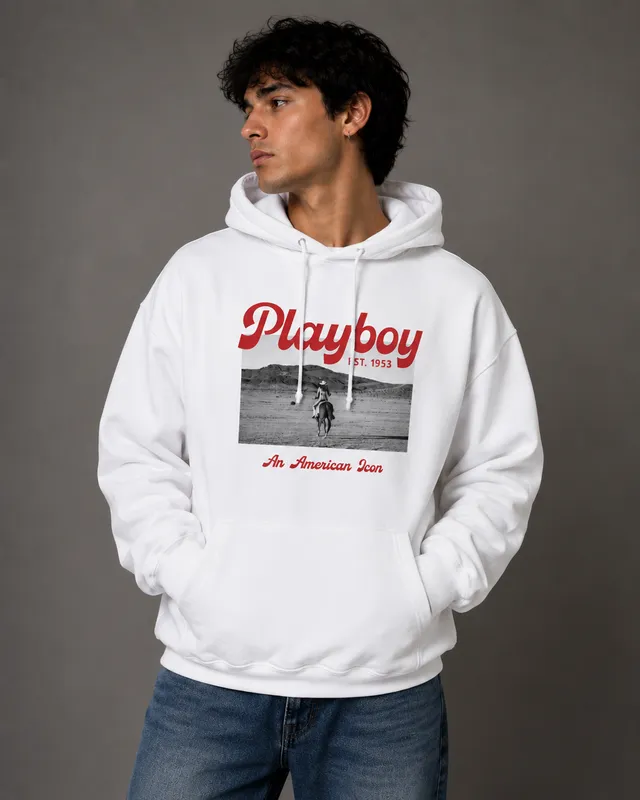 Playboy Desperado felpa cappuccio icon bianca-nera uomo