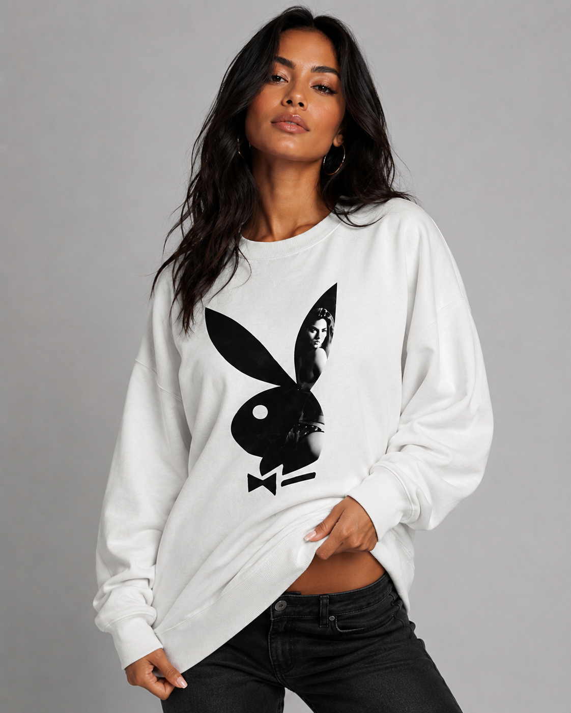 Playboy Bunny Shadow felpa Vintage Black oversize