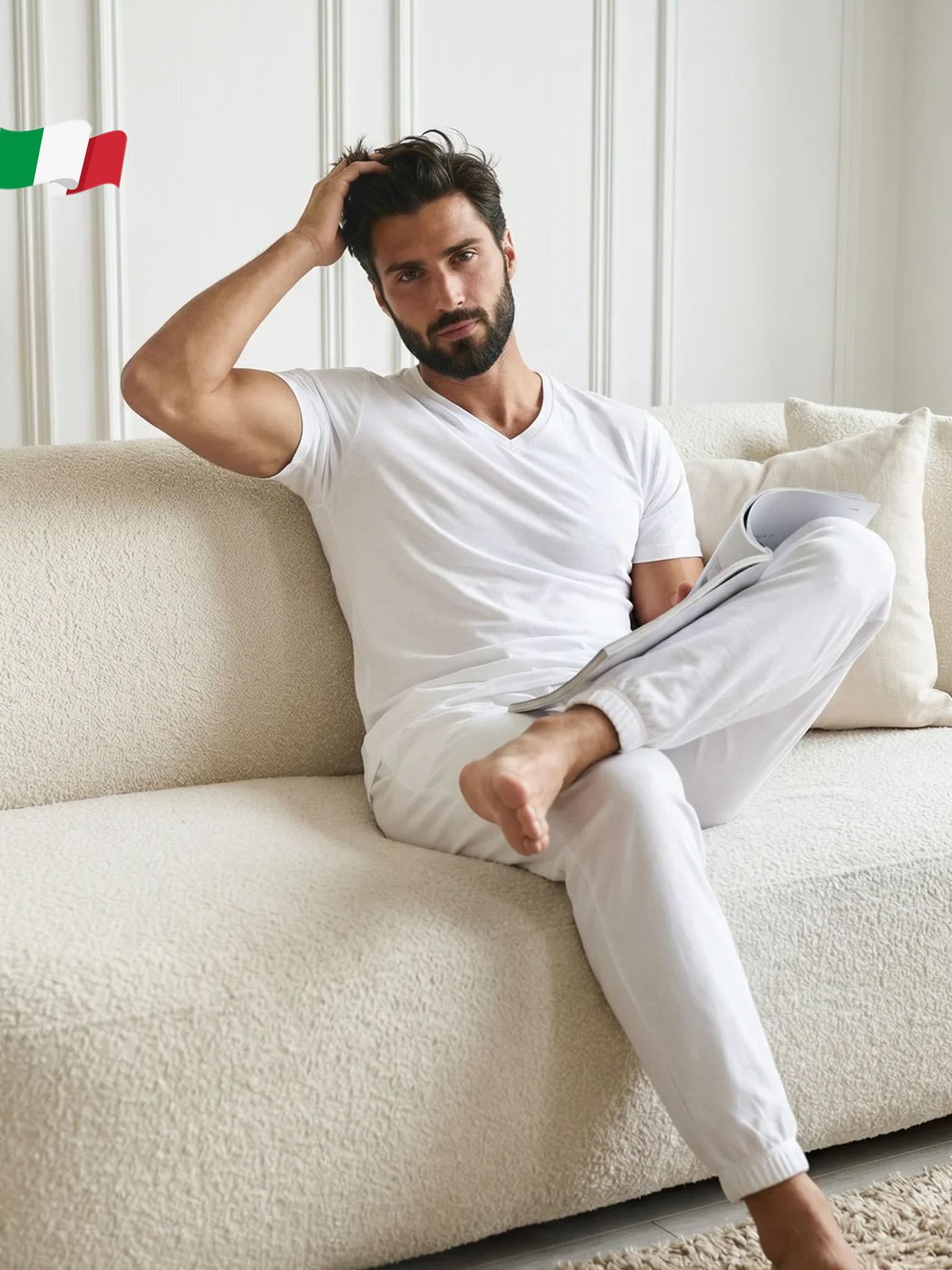 Egi 5322 maglia intima uomo scollo V bianca M cotone
