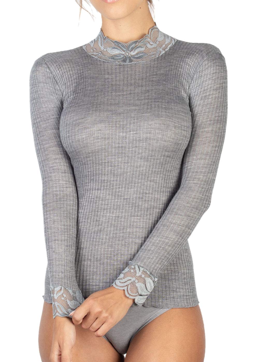 Egi maglia lupetto blu micro lana manica lunga S-M