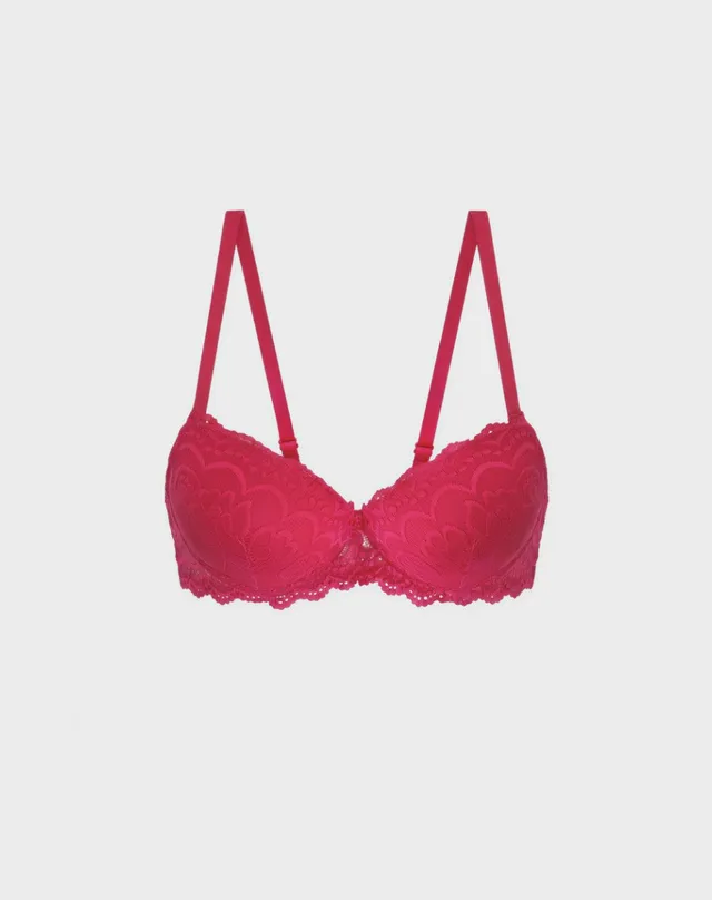 René Rofé Lace Reggiseno pizzo rosso imbottito 34B