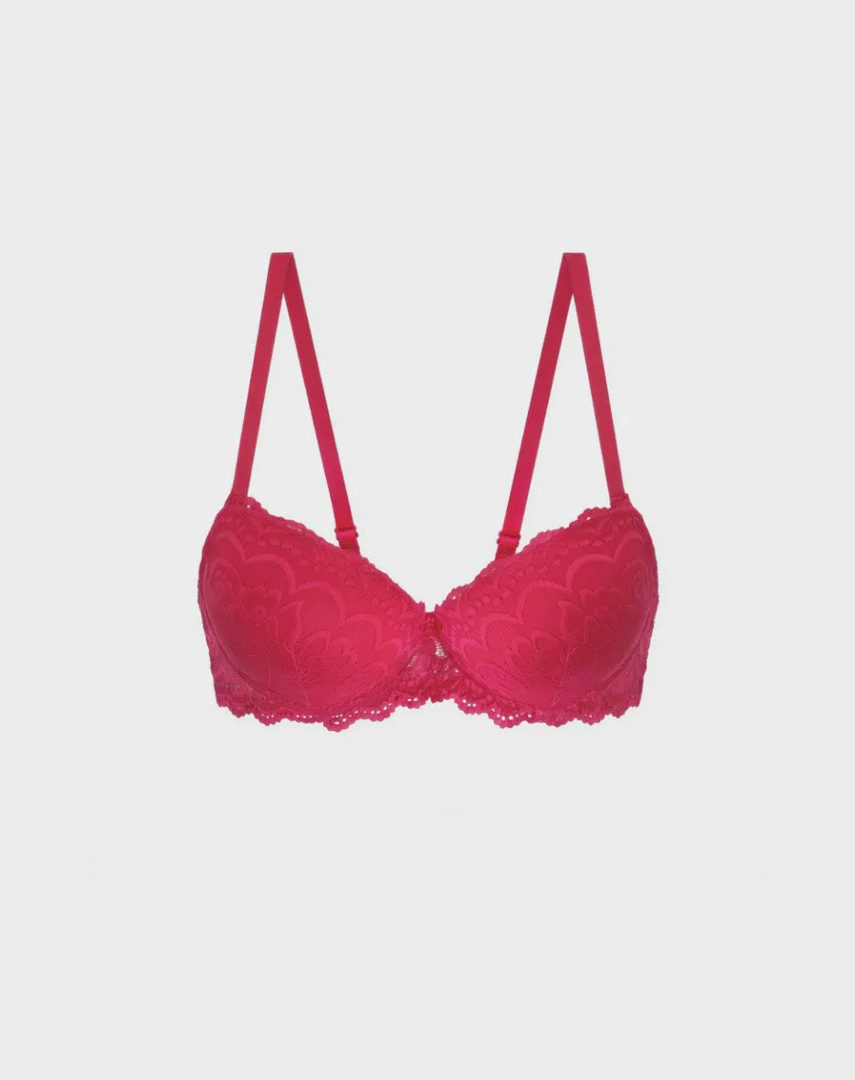 René Rofé Lace Reggiseno pizzo rosso imbottito 34B