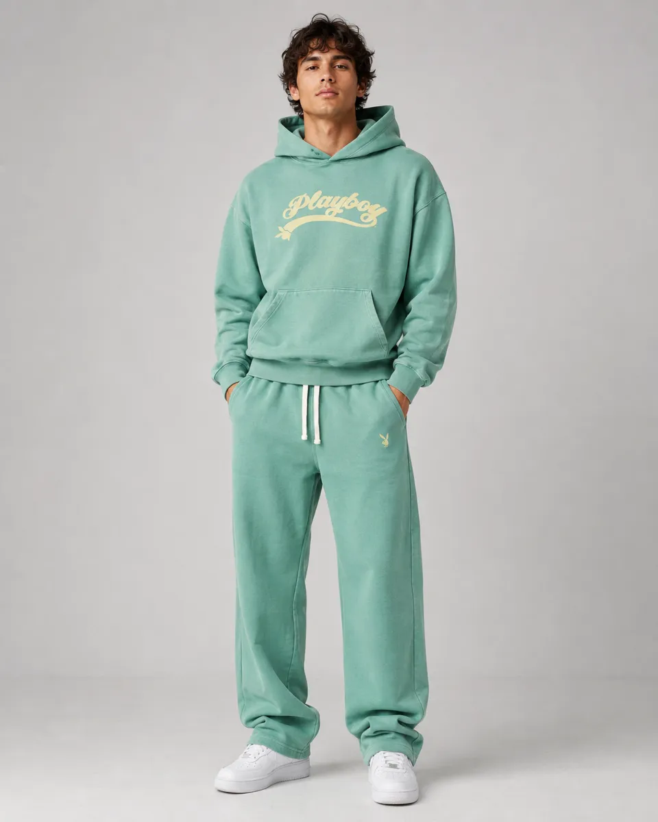 Playboy Logo Set tuta azzurra felpa e joggers unisex