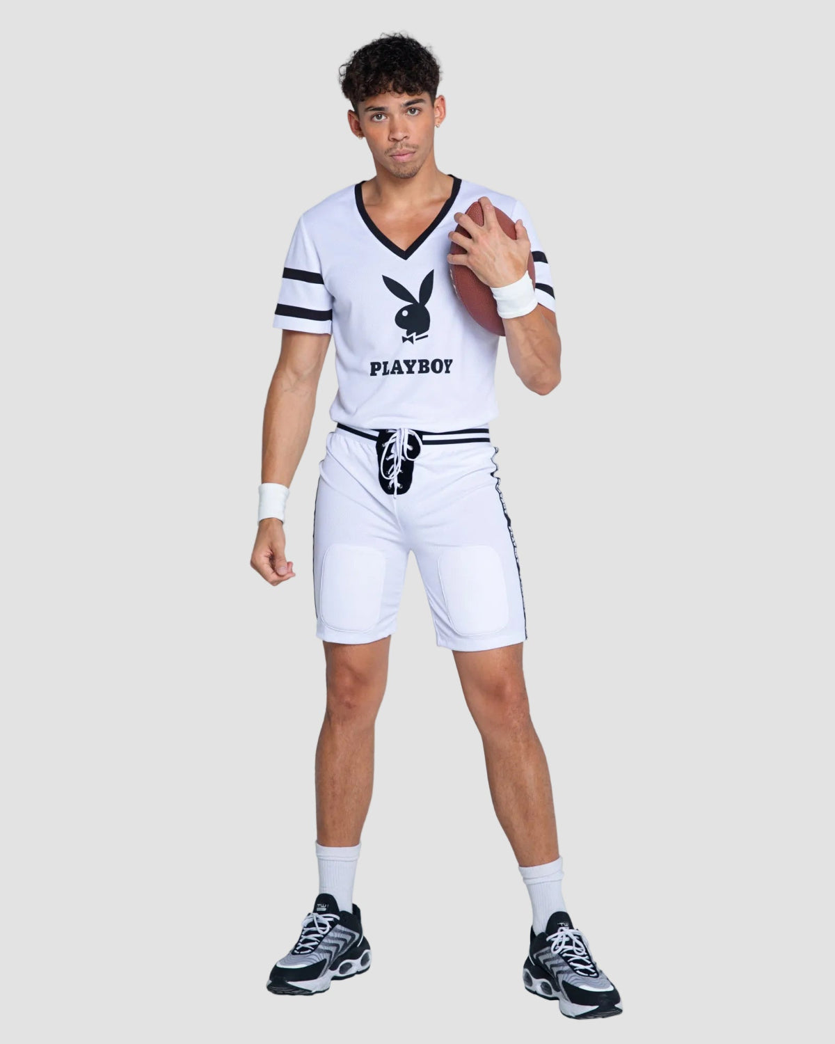 Playboy Football Touchdown Hunk costume bianco-nero