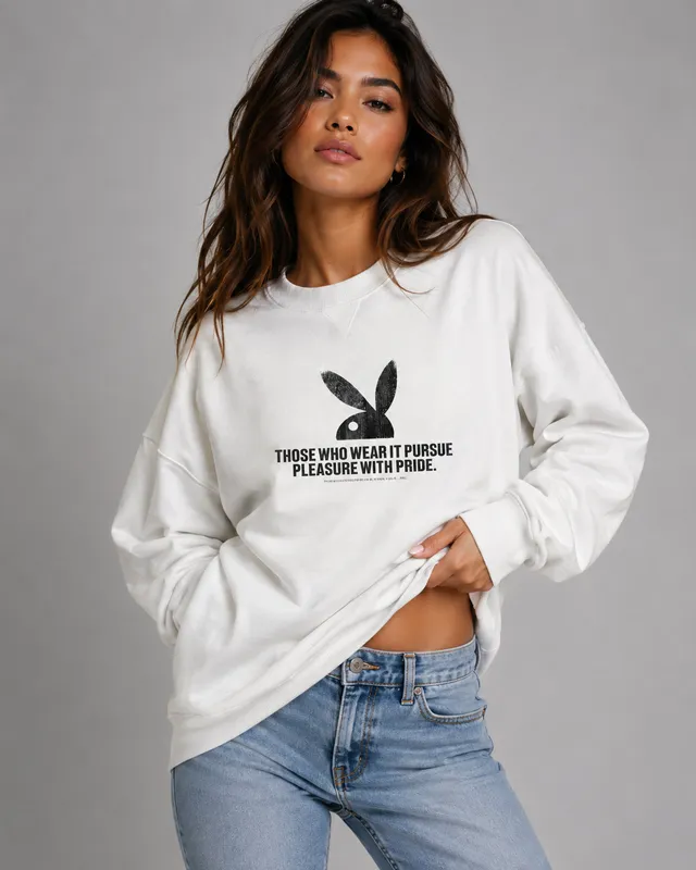 Playboy Bunny Pursue felpa bianca oversize unisex