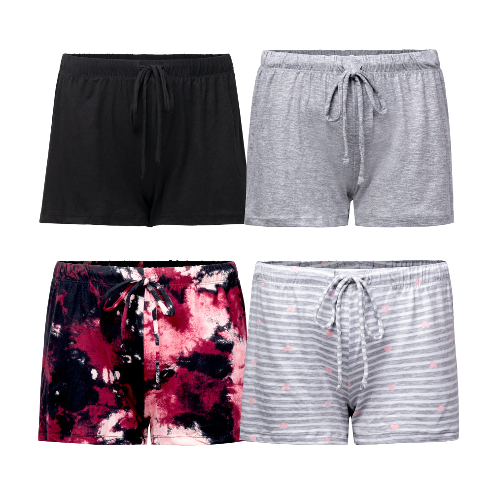 René Rofé Yummy Butter Soft shorts pigiama 4 pezzi nero righe